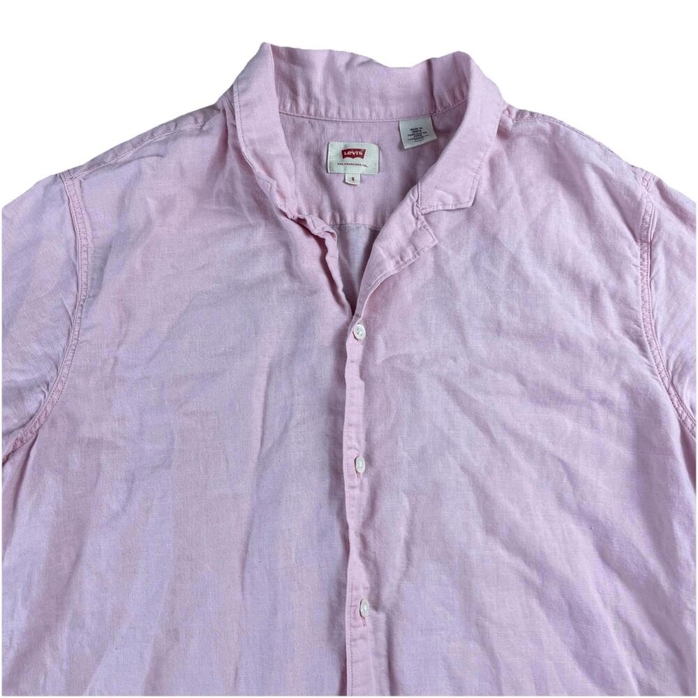 Levi's Pink Linen Blend Button Up Shirt Men's Small Short Sleeve Breezy